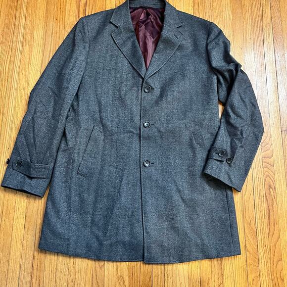 Paul Betenly Lanificio Filarte 100% Wool Coat Mens 44L Gray Overcoat Long Jacket